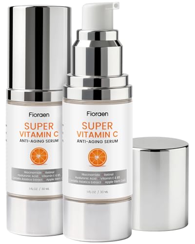 Fioraen Super C Serum for Mature Skin 2 Fl Oz All-in-One Vitamin C with Retinol & Hyaluronic Acid