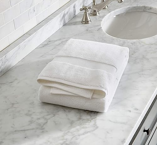 White Organic Cotton Bath Towels Set - 4 Pieces, 650 GSM Plush Quick Dry
