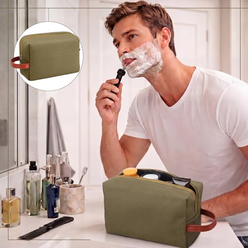 Hillban Green Travel Toiletry Bag 8 Pcs Waterproof Canvas Hanging Organizer for Men & Women