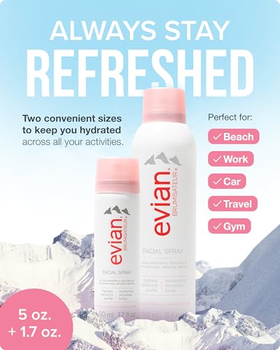 Evian Hydrating Facial Spray Kit - Mineral Water Mist for Skin & Makeup Refreshing