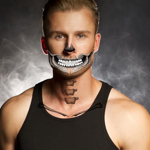 Classic Skull Temporary Face Tattoo Halloween Costume for Men and Women