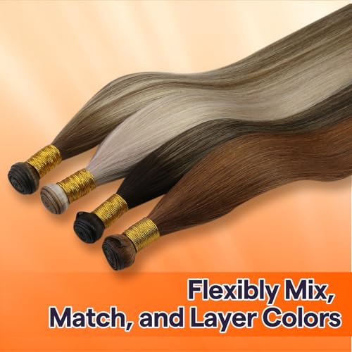 Full Shine Genius Weft Extensions - Black 16 Inch 50g - Seamless Remy Human Hair