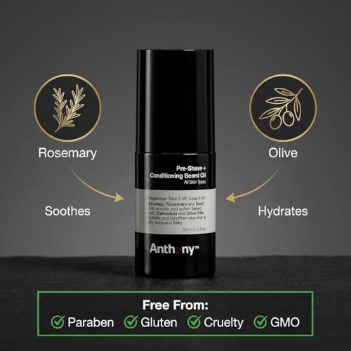 Anthony Pre-Shave and Conditioning Beard Oil 2 Fl Oz - Rosemary Basil Olive Calendula