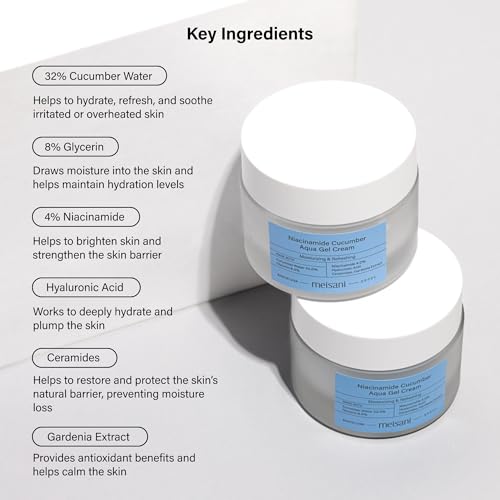 Niacinamide Cucumber Aqua Gel Cream - Hydrating & Soothing Face Moisturizer 1.76oz