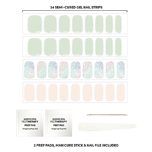 Dashing Diva Glaze Nail Strips - Emerald Marble, Semi-Cured Gel, Long Lasting, 34 Wraps