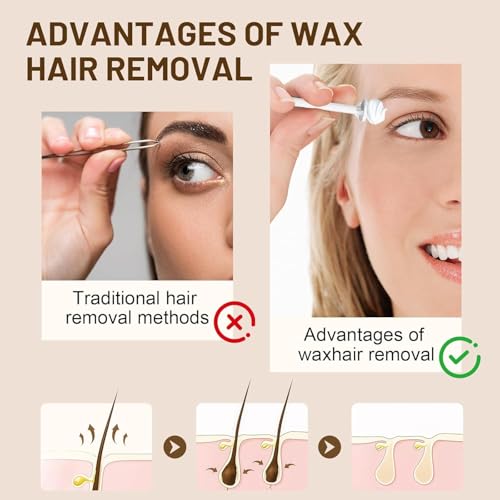FONESO Nose Wax Kit, Mini Wax Warmer for Eyebrow Ear Hair Removal with Silicone Bowl, 100g Beads, 10 Sticks, Fast Heat, Smart Constant Temp, Portable Waxer Melter Machine Kit for Face Waxing