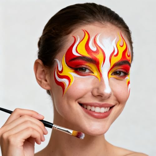 White Face Paint 90g (3.17 oz) Non-Toxic,Water Activated Face Painting Kit for Kids Adults,SFX Makeup Facepaint Palette for Halloween,Cosplay,Theater Party,Skeleton Skull Joker Special Effects