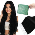 Ugeat 24 Inch Tape-In Hair Extensions Human Hair Black 50G 20pcs - Variation 1.#1 / 24in