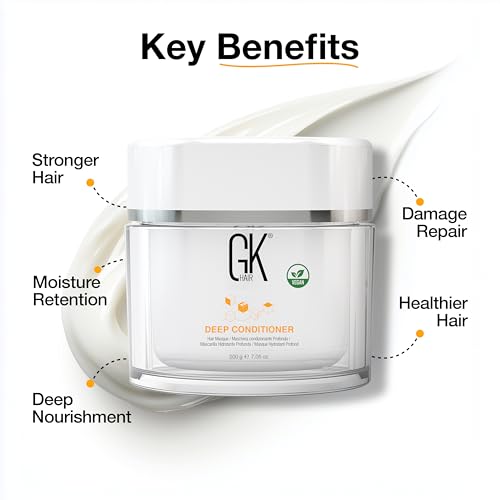 GK HAIR Vegan Deep Conditioning Hair Mask (7.05 Fl Oz/200 g) Intense Hydrating Repair Treatment Mask for Dry Damaged Color Treated Frizzy Hair Restoration Formula with JOJOBA Seed Oils