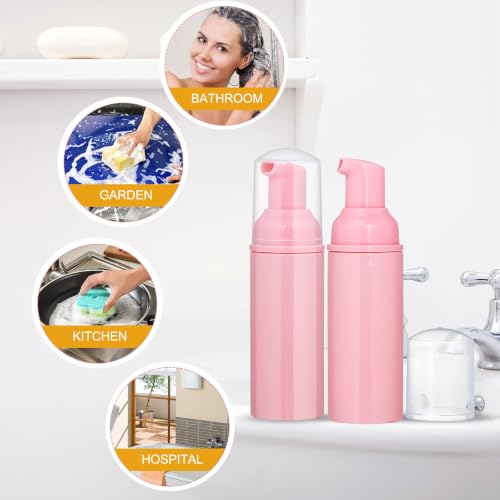 Pink 50 Pack 2 oz Foam Pump Bottles Refillable Soap Dispensers for Beauty & Travel