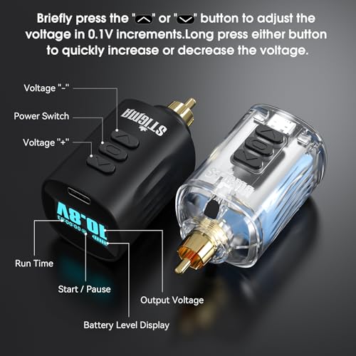 Wireless Tattoo Kit with Rotary Pen, 20 Needles, 11 Ink, Practice Skin & Batteries