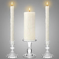 Delicate Unity Candles for Wedding Ceremony with Glass Holders - Set of 3