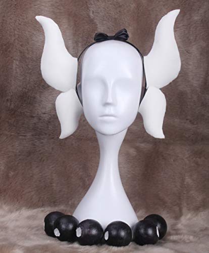 Anime Cosplay Wig Long Purple White Gradient Synthetic Hair with Horn, Tail & Balls