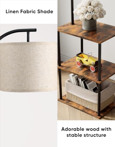 PARTPHONER Rustic Brown Floor Lamp with Table 2-Pack – Nightstands & Side Tables