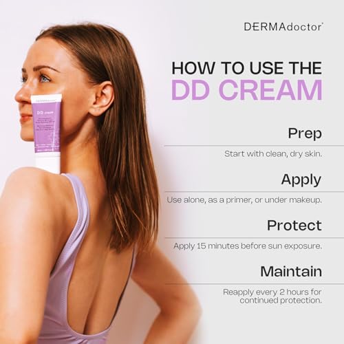DERMAdoctor Tinted Moisturizer with SPF 30, Mineral DD Cream, Universal Tint Primer, Hydrating Face Moisturizer with SPF, Lightweight Sheer Coverage Broad-Spectrum Zinc Oxide Sunscreen, All Skin Types