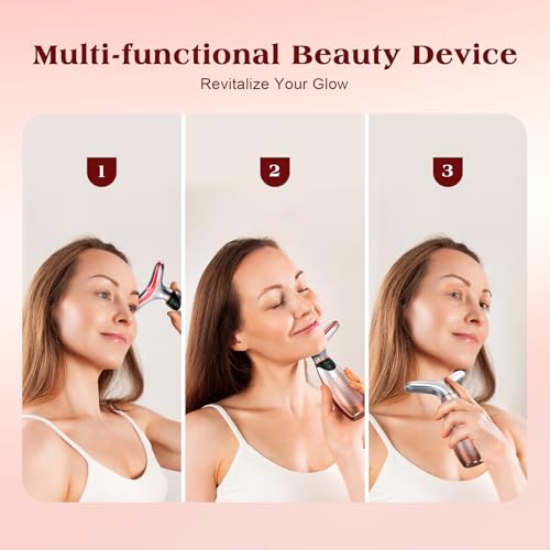 Facial Massager, 7 Colors Red Light Therapy for Face and Neck, Face Lift Device with 113¡ÆF Heating Vibration for Multi Skin Care