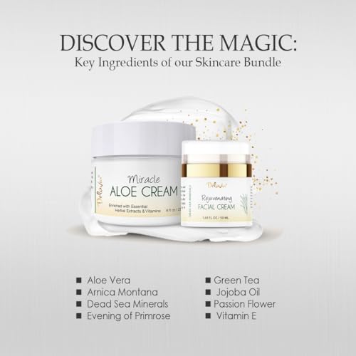 DEL?VIA Ultimate Aloe Skincare Bundle ? Miracle Aloe Cream 8 oz and Rejuvenating Face Cream 2 oz