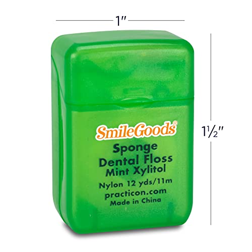 SmileGoods Sponge Dental Floss - Mint Xylitol, 12 Yards, Bulk Pack of 72 - Kids & Adults