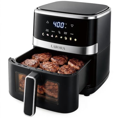 Larora 6 QT Family Size Air Fryer with Visible Window, 8 Presets & Touchscreen