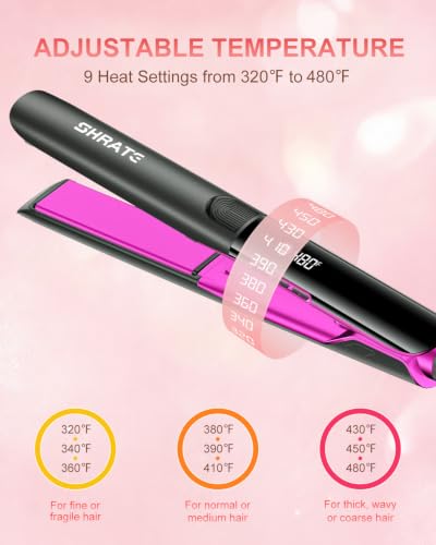SHRATE 2-in-1 Flat Iron and Curler Hair Straightener - 1.2 Inch, Grey/Rose Purple