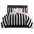 Juicy Couture Cabana Stripe Reversible Bedding Set Queen Black/White Stripe - 6 Piece