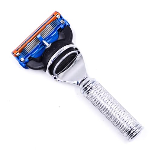 Parker Fusion Compatible Travel Razor with Leather Sheath – Compact Safety Razor