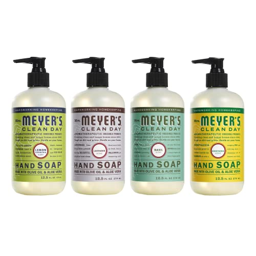 Mrs. Meyer's Herbal Citrus Bloom Hand Soap Bundle 12.5 Fl Oz x 4 - Lemon Verbena, Lavender, Basil & Honeysuckle