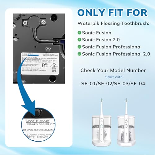 6 Pack Waterpik Sonic Fusion Toothbrush Replacement Heads White with Caps - Compatible SF01/SF02/SF03/SF04 - CloudDent