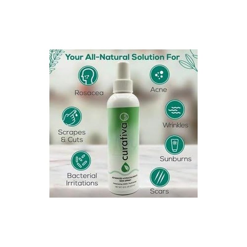 Curativa Bay .02% Hypochlorous Skin Spray, Clear Skin, Most effective For Total Skin Health and the Base for all Skin Care. 100% Organic, Made in USA, Produces Great Results 8 OZ.