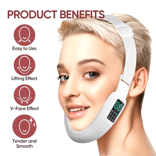 Intelligent Electric Double Chin and V-Shaped Face Machine with 8 Modes & 15 Adjustable Intensities - Women's V-Face Device - White