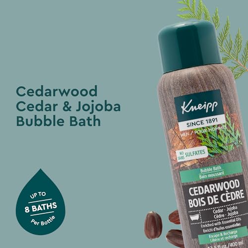 Kneipp Cedarwood & Juniper Aromatherapy Bubble Bath for Men - Vegan, Sulfate-Free, 13.5 fl oz