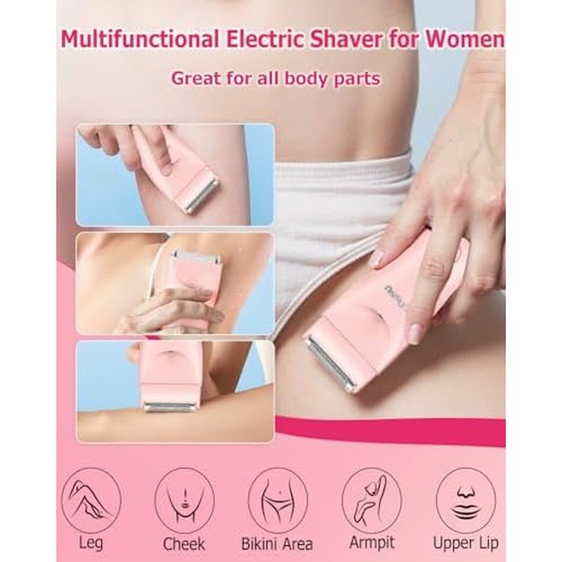 2in 1 Bikini Trimmer Electric Razors for Women with LED Light£¬Rechargeable Body Pubic Hair Trimmer Women with LCD Display, Lady Shaver for Leg/Arms/Bikini,Waterproof, Gift for Woman