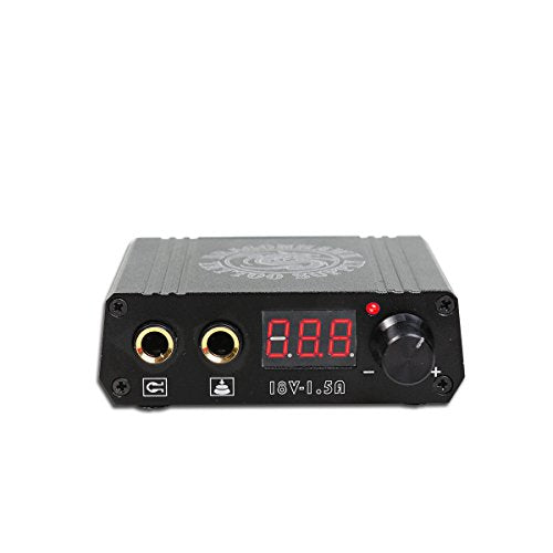Dragonhawk LCD Dual Tattoo Machine Power Supply with Foot Pedal & Clip Cord - Black