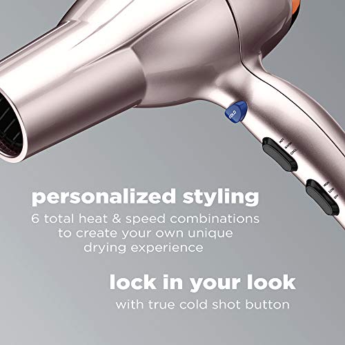Conair InfinitiPRO Rose Gold Hair Dryer with Diffuser & Concentrator, 1875W, Ionic Technology