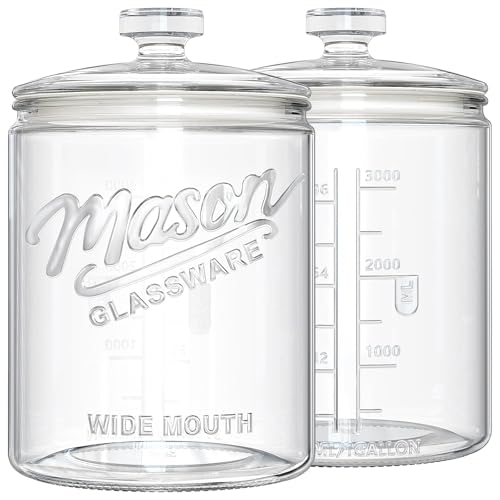 2 Pack 1 Gallon Glass Cookie Jars with Airtight Lids for Food Storage & Sourdough Starter