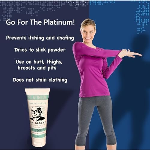 Dr. Balzax Platinum Prevents Skin Chafing & Irritation. Trusted Protection. An Anti-Chafe Cream for Long Lasting Chafing Protection. Non Sticky. Quick Drying for Sensitive Skin & Private Parts