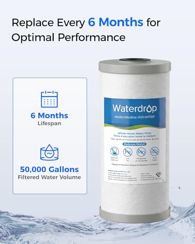 Waterdrop Whole House Water Filter for Iron & Manganese Reduction - 2 Pack - Compatible with WHF21-FG