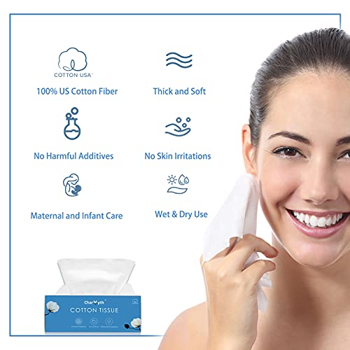 Charmyth Disposable Cotton Face Towels (600 Pack) - Organic, Lint-Free, Sensitive Skin