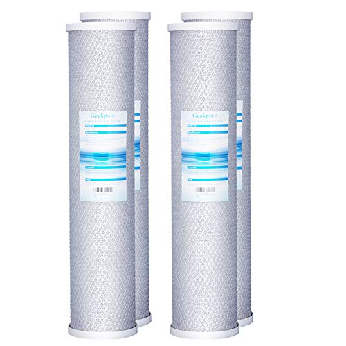 Geekpure 20 Inch Carbon Block Whole House Water Filter - 5 Micron, 4 Pack