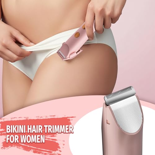Bikini Trimmer for Women, 2 in 1 Electric Shaver for Women, Rechargeable Electric Razor Body Hair Trimmer Wet & Dry Use