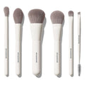Travel Makeup Brush Set with Silicone Bag - 6 Piece Face & Eye Tools