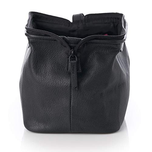 One Size Black Leather Toiletry Bag - Alpine Swiss Shaving Kit Dopp Case