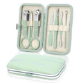 Manicure Set-Stainless Steel Nail Care Set-Professional 7 in 1 Ingrown Toenail Clipper Grooming Tool-Pedicure Kit & Toe Nail Cutter-Thick Nail Scissors Toiletries with Cuticle Trimmer (Green)