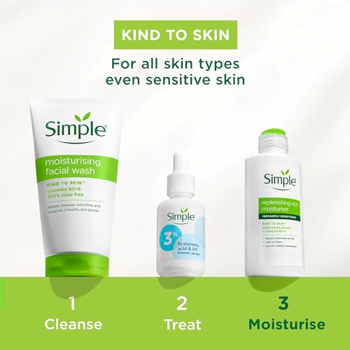 6 Pack Simple Kind to Skin Replenishing Rich Moisturiser 125ml - 4.23 Fl Oz