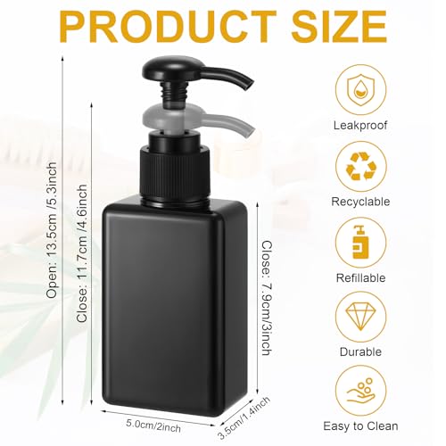 Domensi 50 Pack Travel Pump Bottles 3.4 oz - Black, Refillable, Leakproof