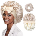 Mulberry Silk Sleep Bonnet for Women - Reversible Curly Hair Wrap with Tie Band