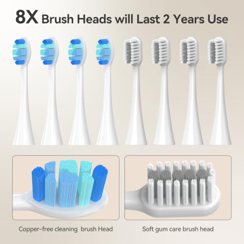 Electric Toothbrush for Adults 180-Day Battery Life 5 Modes & 8 Heads
