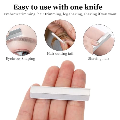Straight Razor Blades, 50 Pcs Stainless Steel Brow Razor Single Edge Disposable Safety Razors Blades Eyebrow Trimmer Facial Hair Removers Shaving Tools for Men and Women