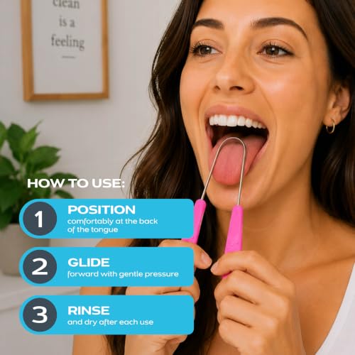 drTung's Stainless Steel Tongue Scraper 2 Pack for Adults & Kids - Gentle Oral Hygiene Tool