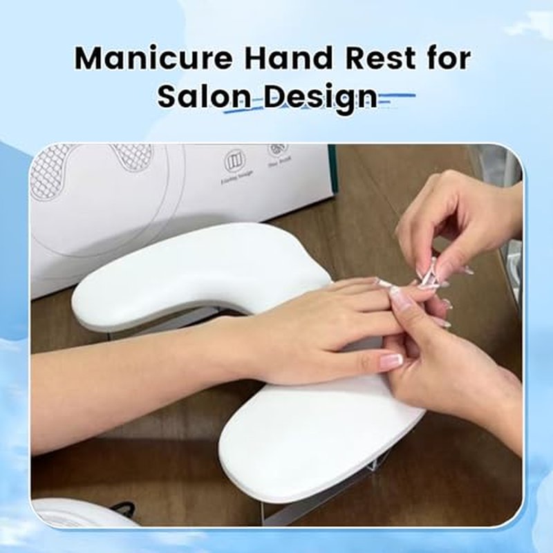 Arm Rest for Nails,U-shaped Manicure Nail Hand with phone holder Rest Pillow Cushion,Foldable PU Leather Nail Tech Arm Rest for Nails Tech,Foot Hand Rest (Beige)